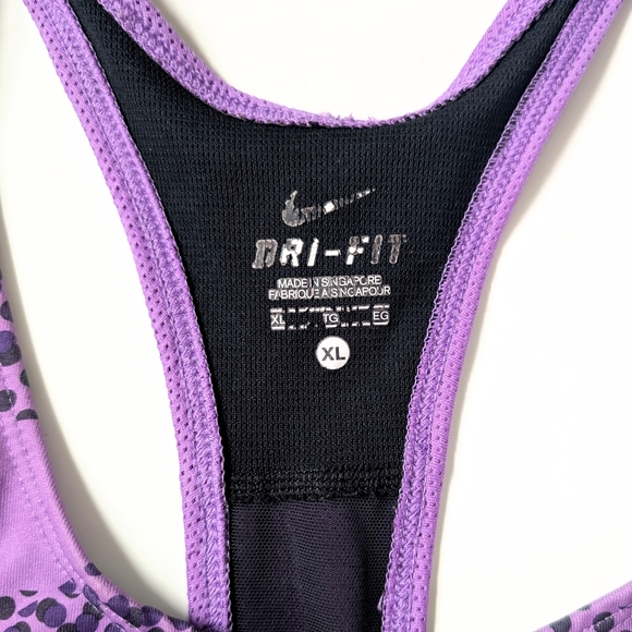 Nike Women's Dri-FIT Purple Patterned Training Tank Top + Integrated Bra XL - Picture 6 of 10